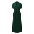 thumbnail image 3 of WTXUE Robe Portefeuille, Manches Colorées Hanches Ajustées Robe Courte en Dentelle pour Femme Col en V Longue Robe pour Femme, Robes Petite pour Femme, Robe Verte, Vert Armée P, 3 of 8
