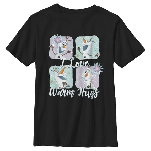 Boy's Frozen Snowflake Hugs Graphic Tee Black Medium