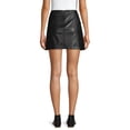 thumbnail image 3 of No Boundaries Juniors' High Rise A-line Paneled Faux Leather Skirt, 3 of 6