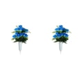 thumbnail image 2 of Set of 2 Artificial Cemetery Flowers with Vase, Memorial Day Cemetery Decorations, Grave Memorial Flowers, Artificial Rose Bouquet Decoration for Cemetery Headstones Gravesites(Blue, 2 Bouquets), 2 of 5