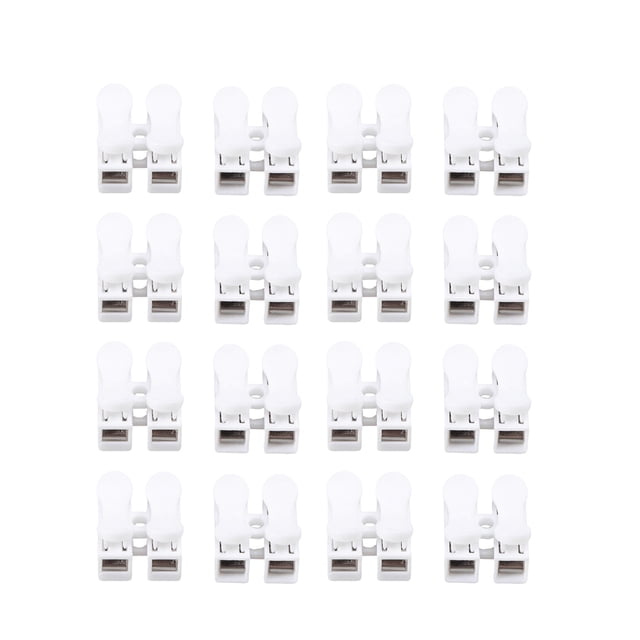 KAKOWELY wire connector 50PCS/Set Wire Lamp Push-type Terminal Block Connector Two-position Quick Spring Butt Jointer(White)0.79"X0.69"X0.53"