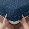 thumbnail image 3 of Cal.King Size Fitted Sheet Set - Dark Blue 3 Piece Bedding Sets 16" Deep Pocket Fitted Sheet with 2 Pillowcases, Modern Minimalist Solid Color Brushed Microfiber Hotel Luxury Bed Sheets, 3 of 9