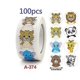 thumbnail image 2 of Paquete de 100 etiquetas adhesivas de animales de dibujos animados para niños, pegatinas de agradecimiento, juguetes bonitos, etiquetas de juego, etiquetas de sello de regalo de bricolaje, s, 2 of 2