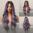 thumbnail image 2 of Foreign Trade Amazon Halloween Middle Part Curly Hair Purple Mixed Color Women's Wig High Temperature Fiber Wigs Gradient Purple, 2 of 5