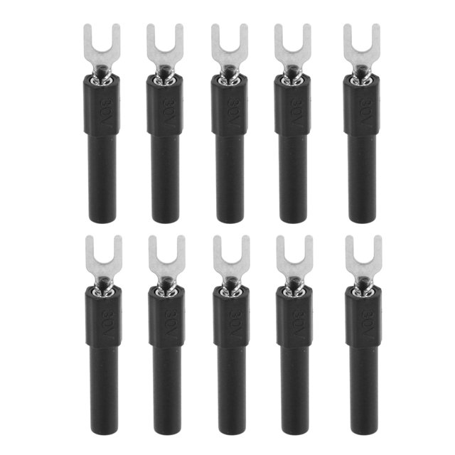 10pcs 4mm Fourche Bêche Connecteurs U Type Borne de Sertissage Électrique pour Tester MultimeterBlack
