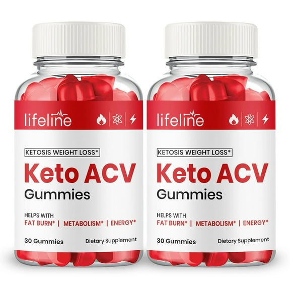 LifeLine Keto ACV Gummies, with Apple Cider Vinegar, Max Strength Formula, For Men and Women (2 Pack)