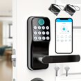 thumbnail image 1 of HLONK Keypad Smart Door Lock with Handle  Keyless Entry Door Lock - Door Lock with Keypad Code - Fingerprint Door Lever Lock Deadbolt Alternative - Waterproof  for Front Door  Garage, 1 of 7