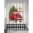 thumbnail image 5 of Christmas Truck Shower Curtain Set, Waterproof Shower Curtains for Bathroom, Vintage Xmas Red Black Buffalo Plaid Washable Fabric Cloth Bath Curtain for Bathtub Decoration with Hooks 72x78 Inches, 5 of 6