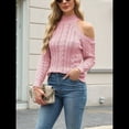 thumbnail image 4 of Suéteres de Cuello Alto con Hombros Descubiertos para Mujer, Jerseys de Punto Suave de Larga para Otoño, Jersey Sexy. Rosa XL, 4 of 9