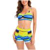 thumbnail image 1 of Maillot de Bain Femme Mode Multicolore Dégradé Imprimé Creux Boxeur Fendu, 1 of 8