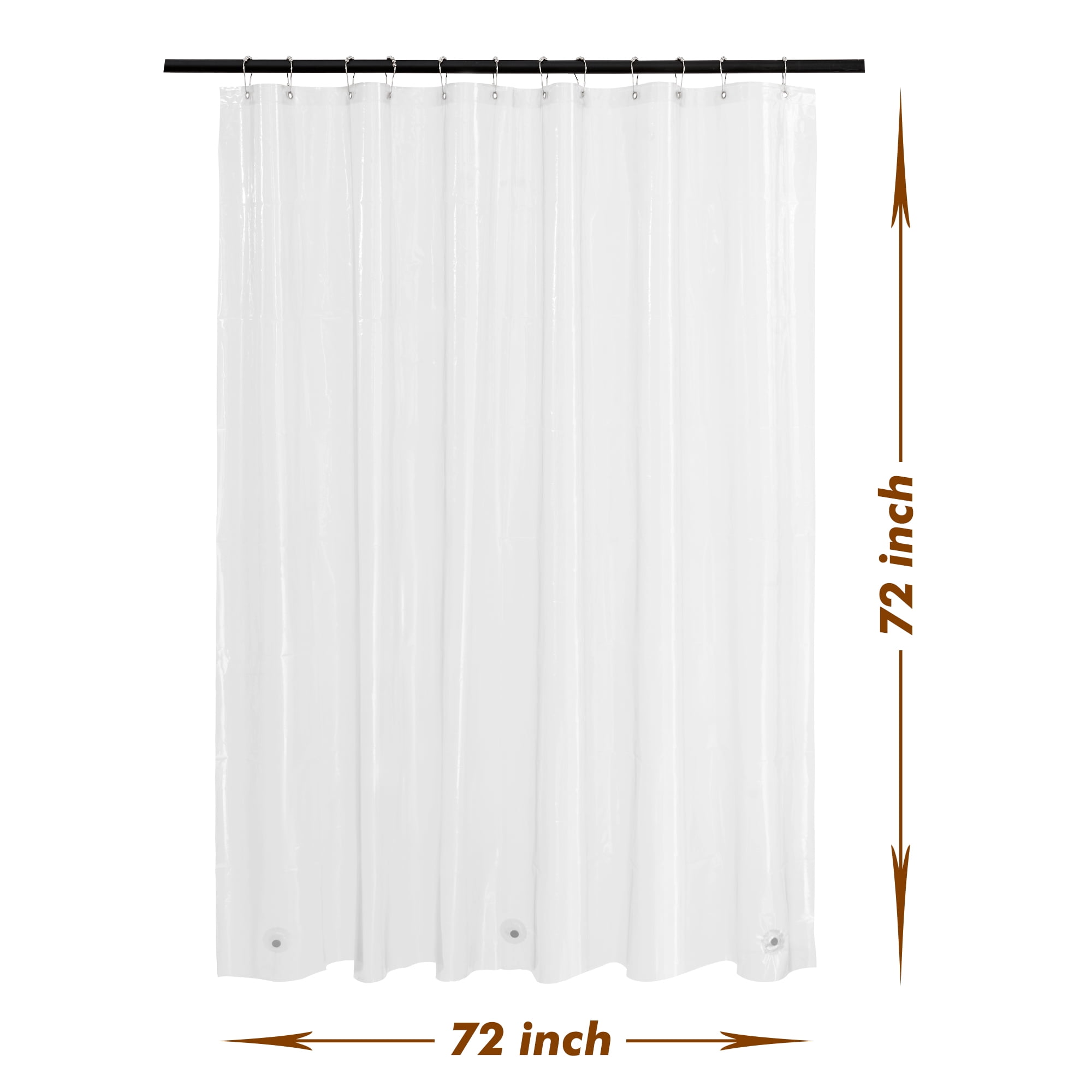 Mrs Awesome Waterproof PEVA Plastic Shower Curtain Liner Clear with Magnets, Lightweight -72" x 72"