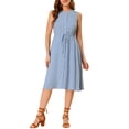 thumbnail image 5 of INSPIRE CHIC Women's Sleeveless Solid Button Front Drawstring Dress, 5 of 6