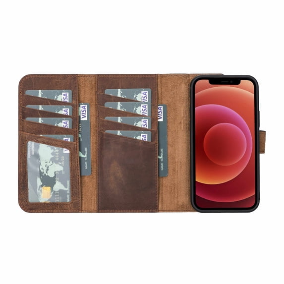 Trifold Full Grain Leather Wallet Case for iPhone 12 and iPhone 12 Pro