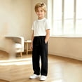 thumbnail image 6 of CONROSES Kids Boys Casual Pants Wide Leg Baggy Pant for Child Solid Elastic Waist Cozy Fall Winter Jogger Trousers with Pockets, 6 of 8