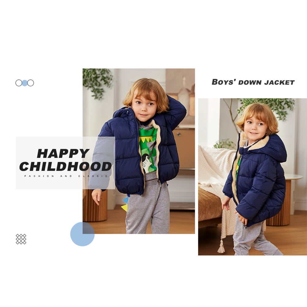 Boys Girls Kid Winter Thick Jacket Warm Zipper Hooded Windproof Coat Cute Outwear,2-6T