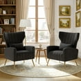 thumbnail image 3 of Daluvenix Velvet Accent Chair for Living Room, Modern Arm Chair with Pillow, Single Sofa Lounge Chair for Bedroom & Reading Room, Black, 3 of 8