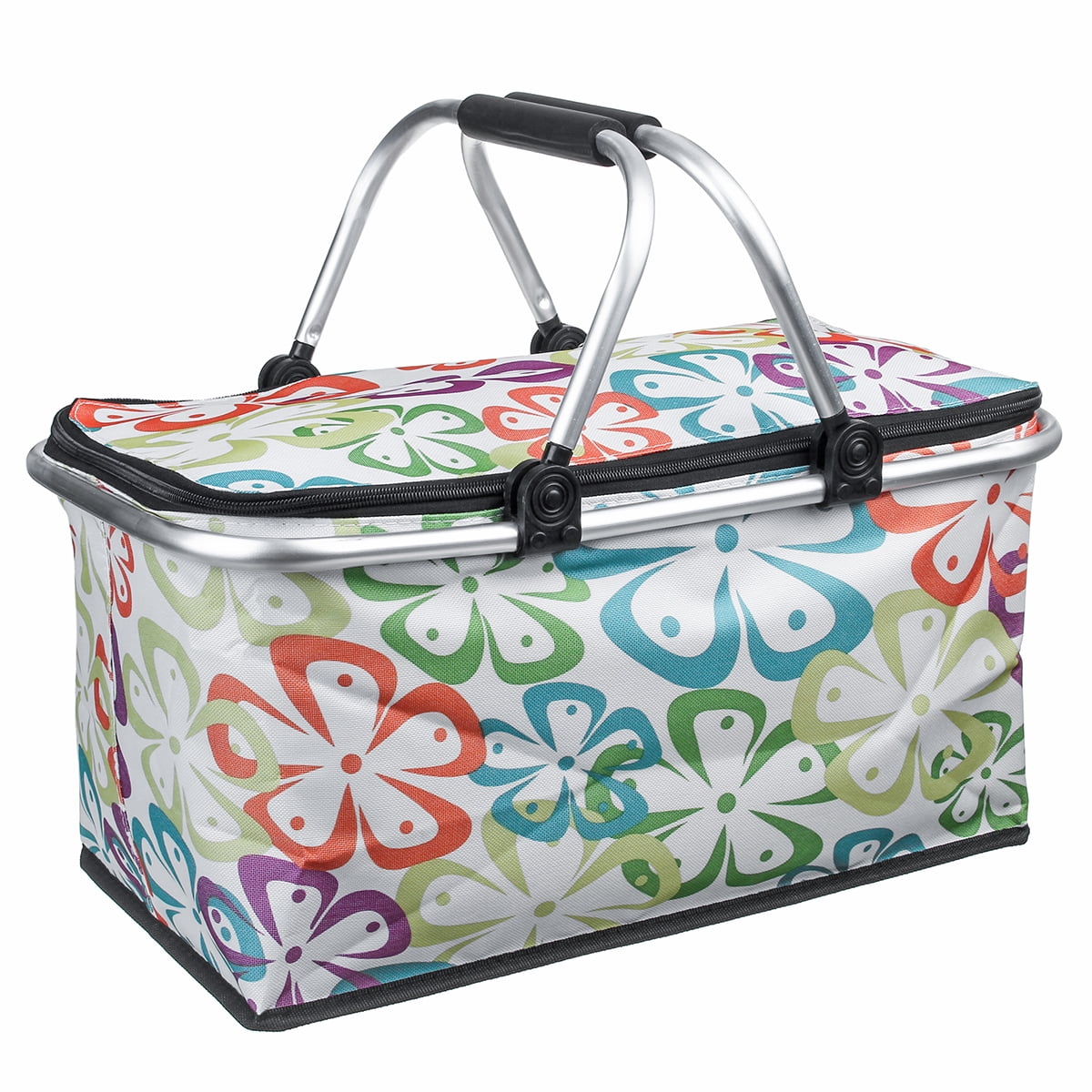 30L Upgraded Picnic Basket Insulated Cooler Storage Basket Folding