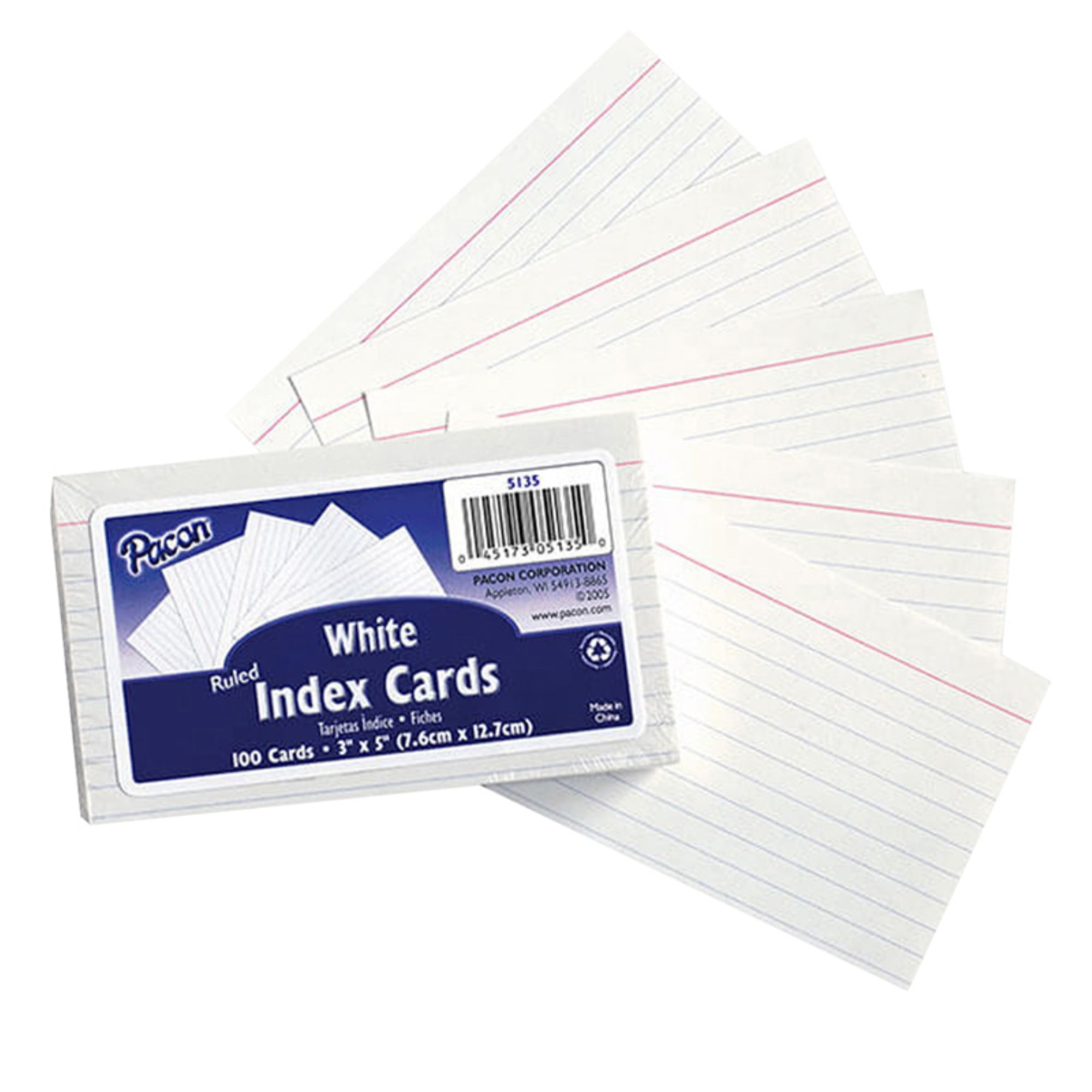 White 3 x 5 10 Packs of 100" Oxford "Ruled Index Cards 