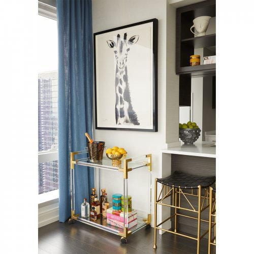 Acrylic Gold Bar Cart With Glass Top