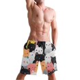 thumbnail image 5 of Dailycode Men's Quick Dry Swim Trunks Beach Shorts Casual Summer Board Shorts with Pockets, Colorful Happy Cats, 5 of 8