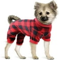 thumbnail image 4 of 100% Cotton Buffalo Plaid Dog Clothes Puppy Pajamas Pet Apparel Cat Onesies Jammies Doggie Jumpsuits,Pet Pajamas for Dogs Red Plaid Sweaters Soft Clothes, 4 of 9