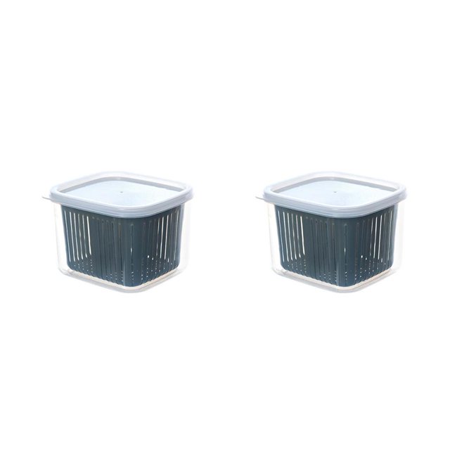 Inteprter Caja de mantenimiento fresco Refrigerador Fruta Jengibre Ajo Drenaje Crisper con tapa Compartimiento de frescura cuadrado Cesta de Type2 NO2