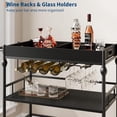thumbnail image 3 of 3-Tier Bar Cart with Removable Serving Tray, Rolling Liquor Cart with Wine Rack and Glass Holder, 3 of 6