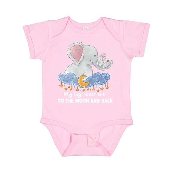 Inktastic My Gigi Loves Me to the Moon and Back Elephant Family Boys or Girls Baby Bodysuit