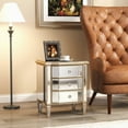 thumbnail image 4 of Accent Mirror Glass 3 Drawers Vintage Nightstand End Table Bedside Table Furniture for Bedroom, Living Room, 4 of 7