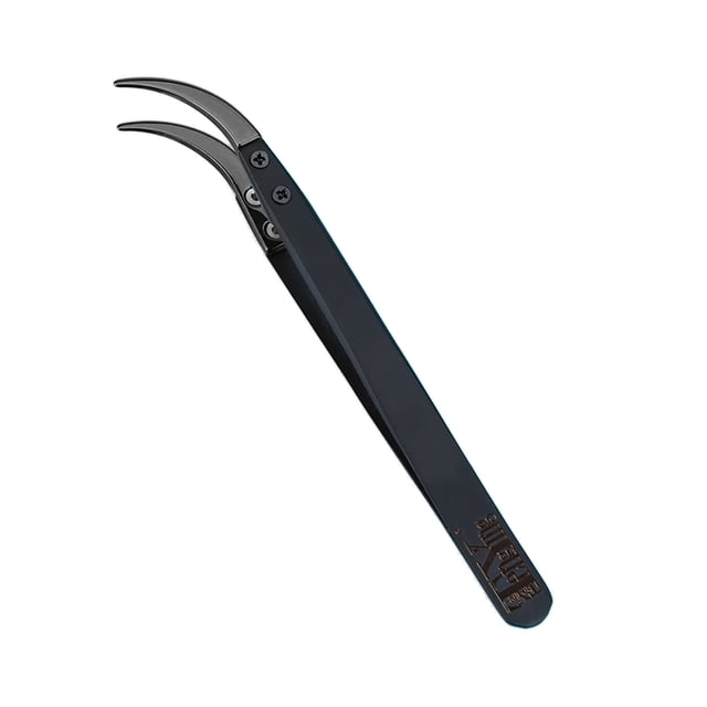 OUNONA 1Set Professional Tweezers Curved Ceramic Non-Conductive Firm Grip for Craft Projects Black