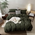 thumbnail image 4 of Funda de edredón BEAR Linen Feel Green Olive Queen con 2 fundas de almohada, 4 of 7