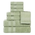thumbnail image 2 of Superior Venice Ribbed Textured Border Zero Twist 8 Piece Towel Set, Green, 2 of 10