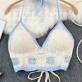 thumbnail image 5 of Hollowed Out Crocheted Beach Bikini Bras Vests for Women Bohemian Knitted Flower Halterneck Backless Crop Top Camisole, 5 of 8