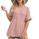 thumbnail image 3 of Top plisado con cuello en V para mujer, blusa plisada con cuello en V suave y transpirable a la moda, cómoda para la piel, rosa S, 3 of 5