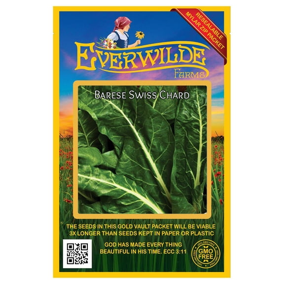 Everwilde Farms - 200 Barese Swiss Chard Seeds - Gold Vault Jumbo Bulk Seed Packet