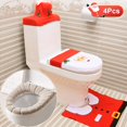 thumbnail image 2 of Cubierta de asiento de inodoro de Navidad Decoración navideña Diseño de Papá Noel Juego de asiento de inodoro de 4 piezas con cubierta de asiento y tapete y tela y funda de cojín de asiento de inodoro JFHHH pequeña, 2 of 4