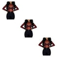 thumbnail image 4 of Minnieouse Camiseta básica para mujer, manga larga, transparente, informal, encantadora, para mujer, camiseta decorativa, Tops, ropa negra S Type5 NO5 Minnieouse CBP196771, 4 of 6