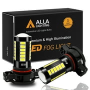 Alla Lighting 2800lm PSX24W 12276 2504 LED Fog Lights Bulb Xtreme Super Bright 5730-33 LED Replacement for Cars, Trucks, 6000K Xenon White (Set of 2)