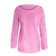 Blczomt Long Sleeve Women Sweaters Crewneck Tunic Sweater Pink Casual