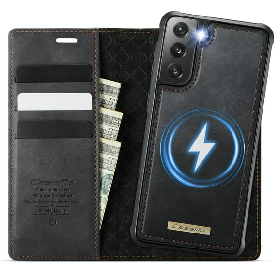 Magnetic 2 in 1 Magsafe Detachable Wallet Case for Samsung Galaxy S21 Plus with Card Holder Women Men, Retro PU Leather【RFID Blocking】Kickstand Shockproof Cover