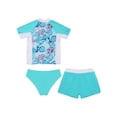 thumbnail image 4 of iiniim Girls Short Sleeve Rash Guard Set with Briefs 3Pcs Summer Swimsuit for Surfing Diving Light Green 10, 4 of 7