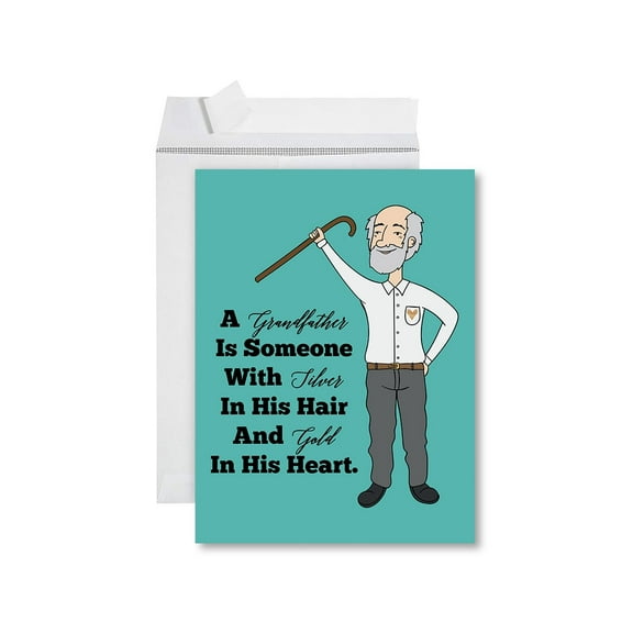Koyal Wholesale Funny National Grandparents Day Jumbo Card, Gold in His Heart Fun Grandfather Card, Father's Day