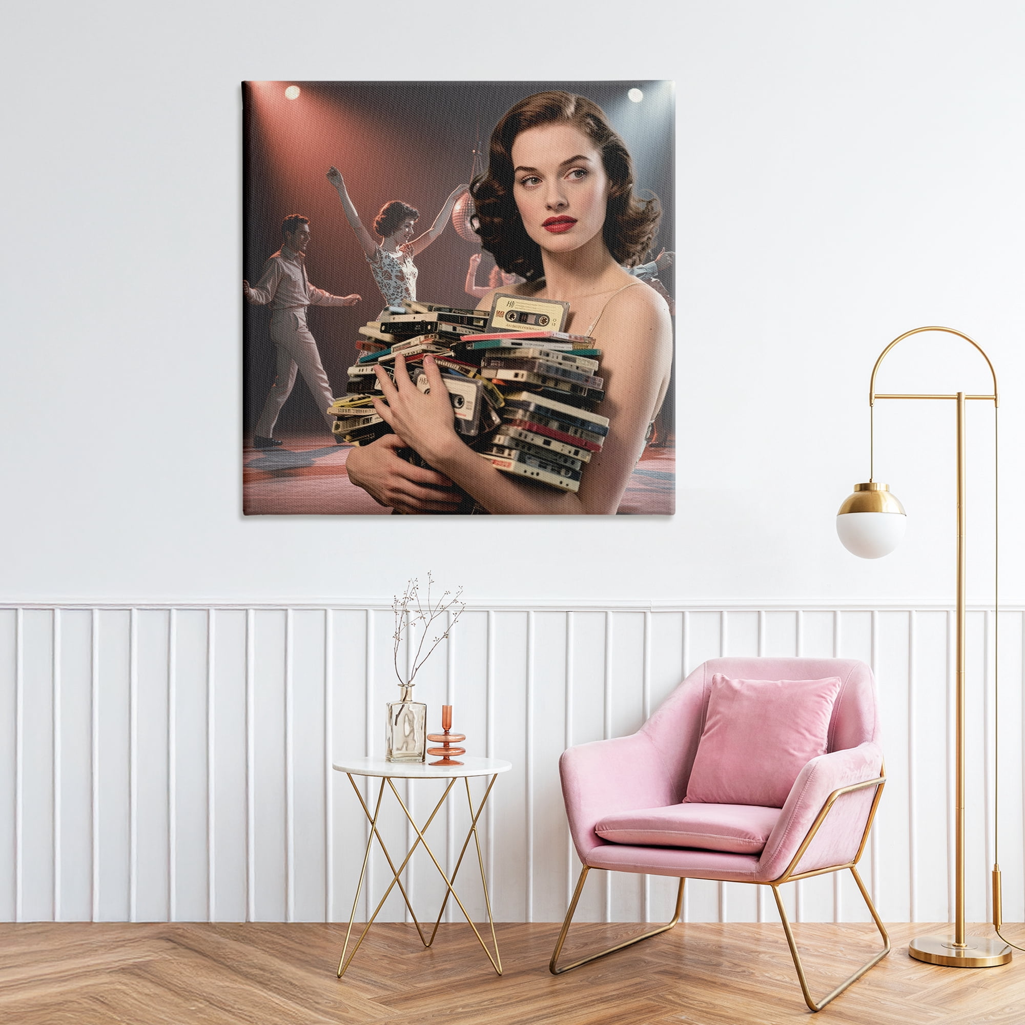 Stupell Industries Woman Holding Vintage Cassette Collection Canvas Wall Art, design by CAD Designs