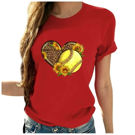 

Corset Tops for Women Floral Women s Short Sleeve Round Neck Printed Loose Tops Blouse T-shirt Maternity Blouses Red XL