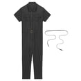 thumbnail image 5 of Eandarui Mens Mechanic Uniforms One Piece Zip Up Workshop Auto Workwear Lightweight Jumpsuits Short Black L, 5 of 7