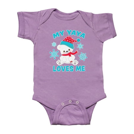 

Inktastic Polar Bear My Yaya Loves Me in Santa Hat with Snowflakes Gift Baby Boy or Baby Girl Bodysuit