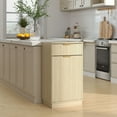 thumbnail image 3 of CQSXDA 10-Gallon Woodgrain Tilt-Out Trash Can Cabinet in Elegant Oak with Wave-Textured Drawer & Pull-Out Bin, 3 of 15