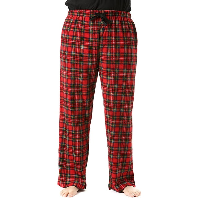Microfleece Men Plaid Pajama Pantswith Pockets