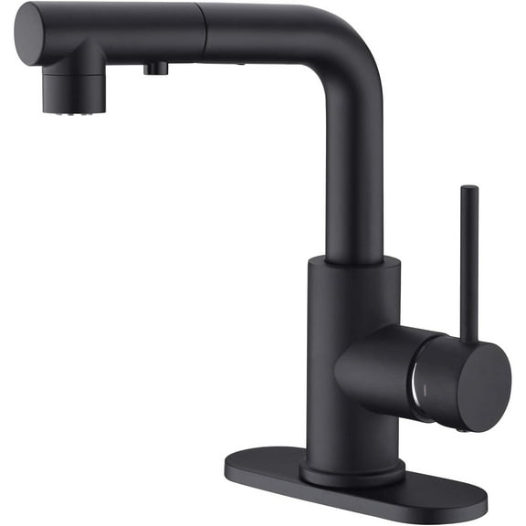 Sink Faucet, Black Kitchen Faucets with Pull Down Sprayer, Bathroom Sink Faucets Mini Bar Prep Faucet Single Handle 3 or 1 Hole Kitchen Utility Faucet Laundry Outdoor Tap