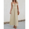 thumbnail image 5 of Vestido largo CUPSHE 2024 con cuello en V, sin mangas, corte torcido, beige, 5 of 5